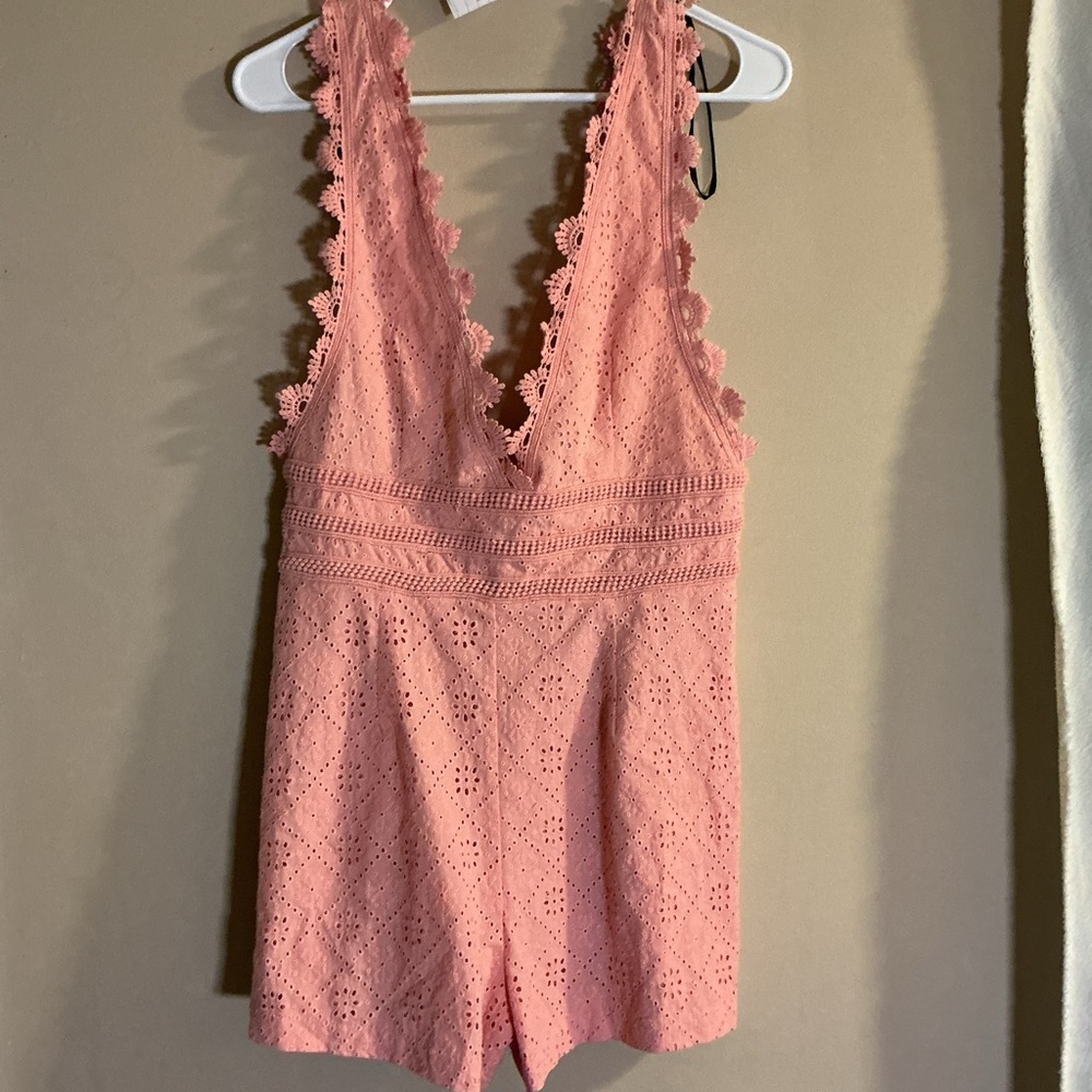 Forever 21 Pink Eyelette Romper
